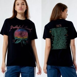 JUNK FOOD Grateful Dead Rose T-Shirt 1974 Vintage Retro Band Tee Oversized Large